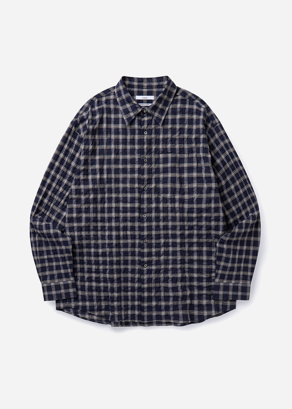 [PRE-ORDER] JAPANESE CRINKLE CHECK EDITOR SHIRTS [NAVY]